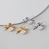 ciite' シーテ ピアス(両耳用) 【 金属アレルギー対応 】 ビジューリボンピアス サージカルステンレス (両耳用)