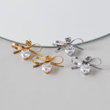 ciite' シーテ ピアス(両耳用) 【 金属アレルギー対応 】 ビジューリボンピアス サージカルステンレス (両耳用)