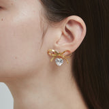 ciite' シーテ ピアス(両耳用) 【 金属アレルギー対応 】 ビジューリボンピアス サージカルステンレス (両耳用)