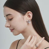 ciite' シーテ ピアス(両耳用) 【 金属アレルギー対応 】 ビジューリボンピアス サージカルステンレス (両耳用)