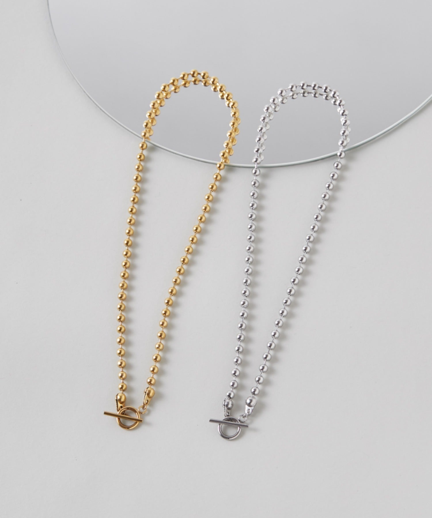 ciite' シーテ ネックレス 【 金属アレルギー対応 】2way マンテルデザイン ボールチェーンネックレス サージカルステンレス