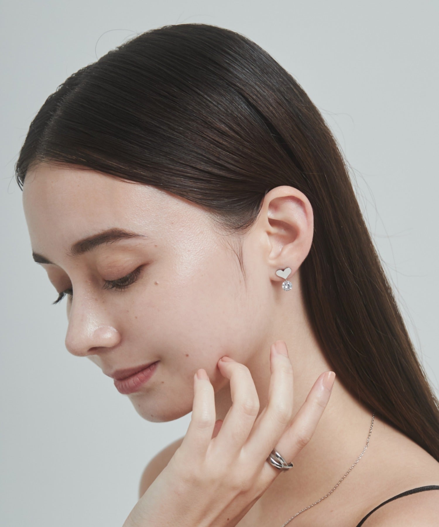 ciite' シーテ ピアス(両耳用) 【 金属アレルギー対応 】 ハートビジューピアス サージカルステンレス (両耳用)