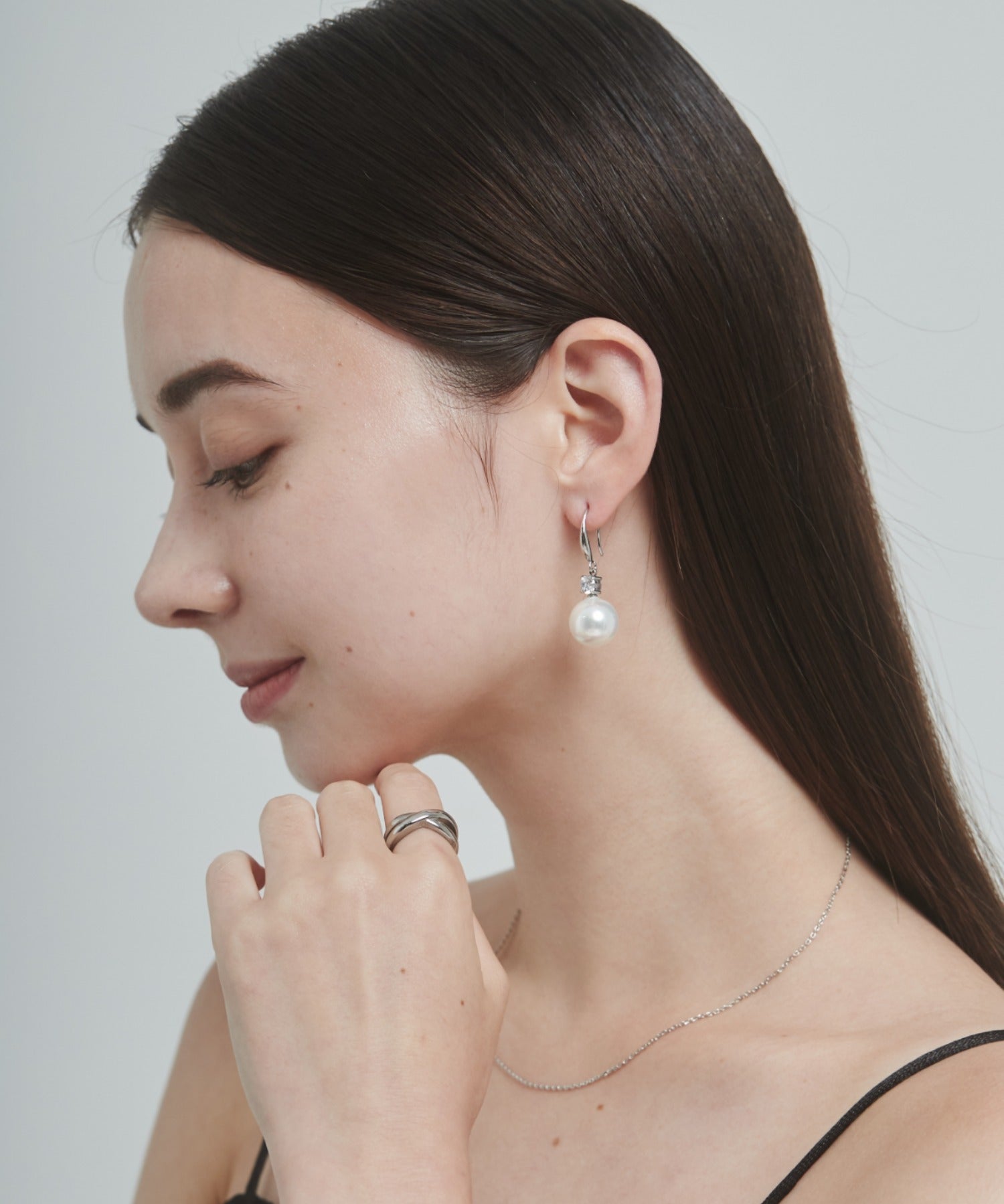 ciite' シーテ ピアス(両耳用) 【 金属アレルギー対応 】 パールビジュー フックピアス サージカルステンレス