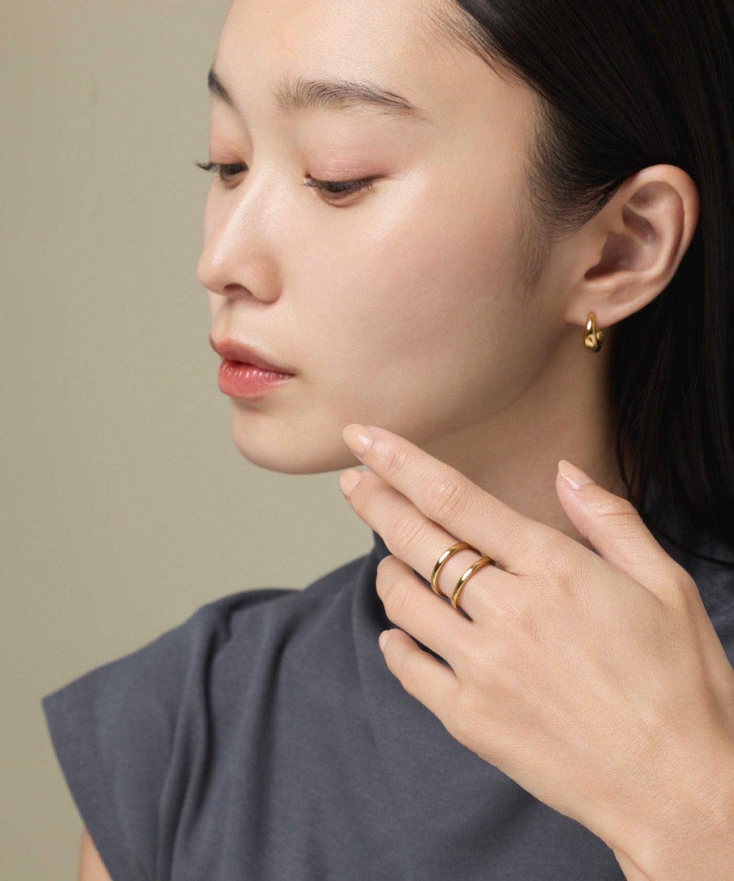 ciite' シーテ ピアス(両耳用) 【 金属アレルギー対応 】 ドロップフープピアス サージカルステンレス (両耳用)