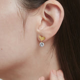 ciite' シーテ ピアス(両耳用) 【 金属アレルギー対応 】 ハートビジューピアス サージカルステンレス (両耳用) ゴールド FREE