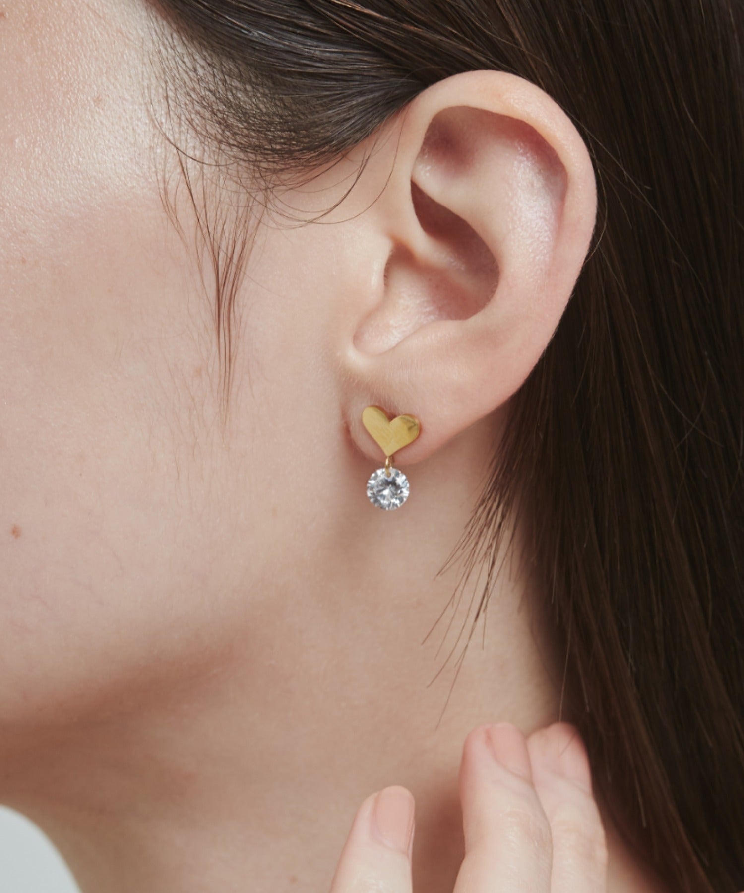 ciite' シーテ ピアス(両耳用) 【 金属アレルギー対応 】 ハートビジューピアス サージカルステンレス (両耳用) ゴールド FREE