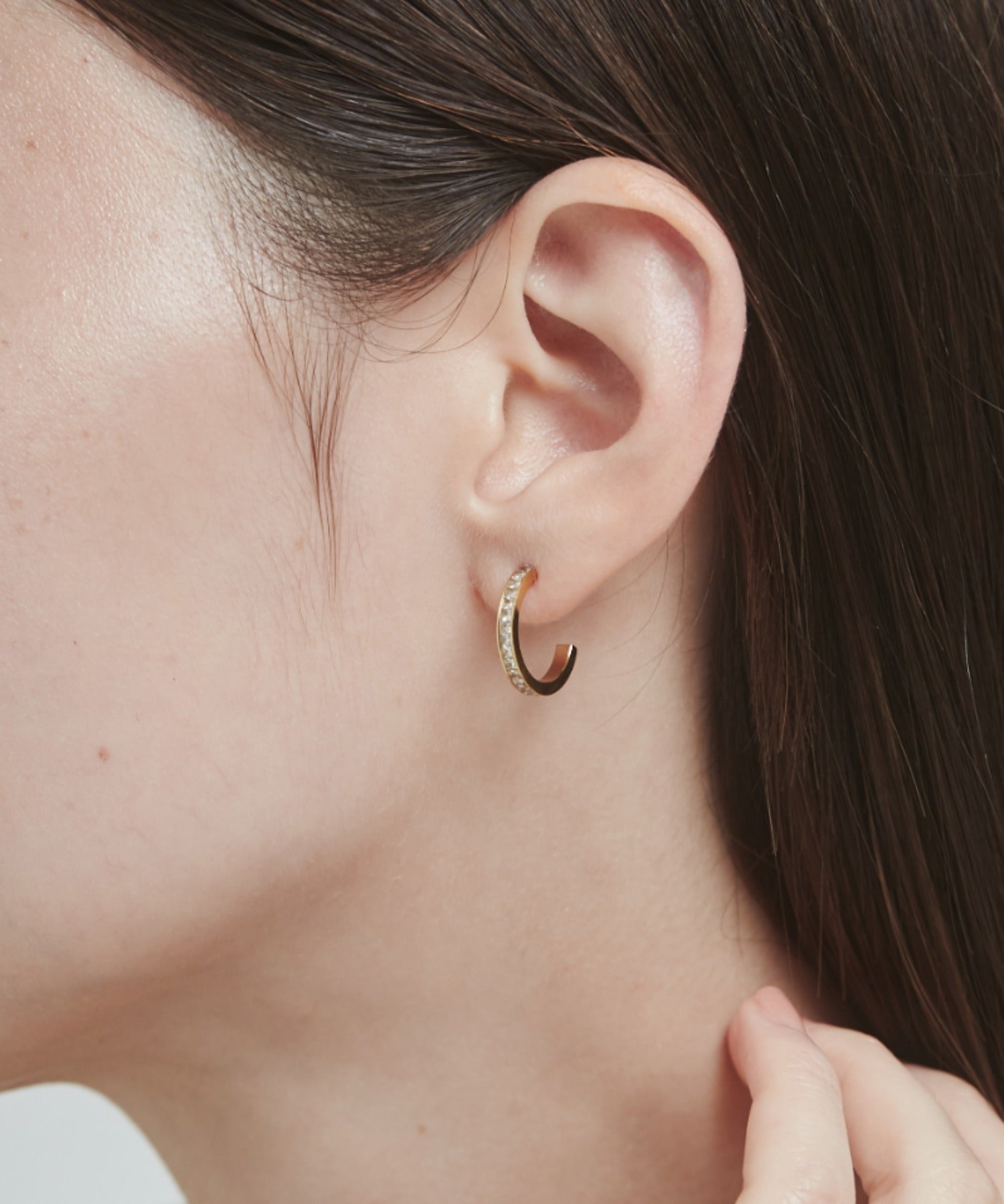 ciite' シーテ ピアス(両耳用) 【 金属アレルギー対応 】 ビジューフープピアス サージカルステンレス (両耳用) ゴールド FREE