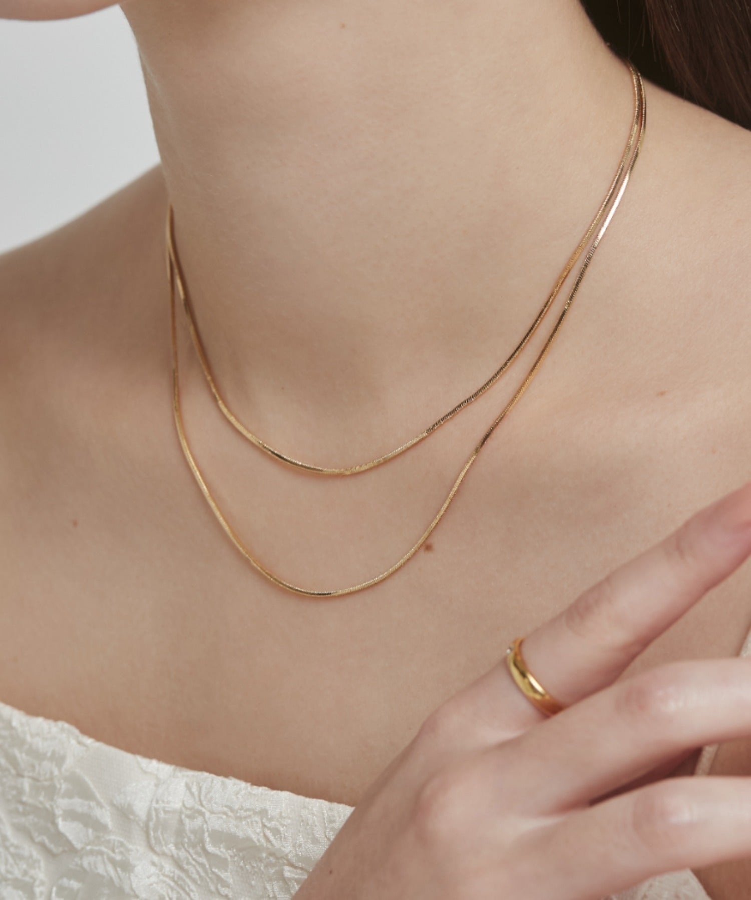 ciite' シーテ ネックレス 【 金属アレルギー対応 】simple double snake necklace / シンプル2連スネークネックレス サージカルステンレス ゴールド FREE