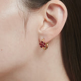 ciite' シーテ ピアス(両耳用) 【 金属アレルギー対応 】 フラワービジュー フープピアス サージカルステンレス (両耳用) レッド FREE
