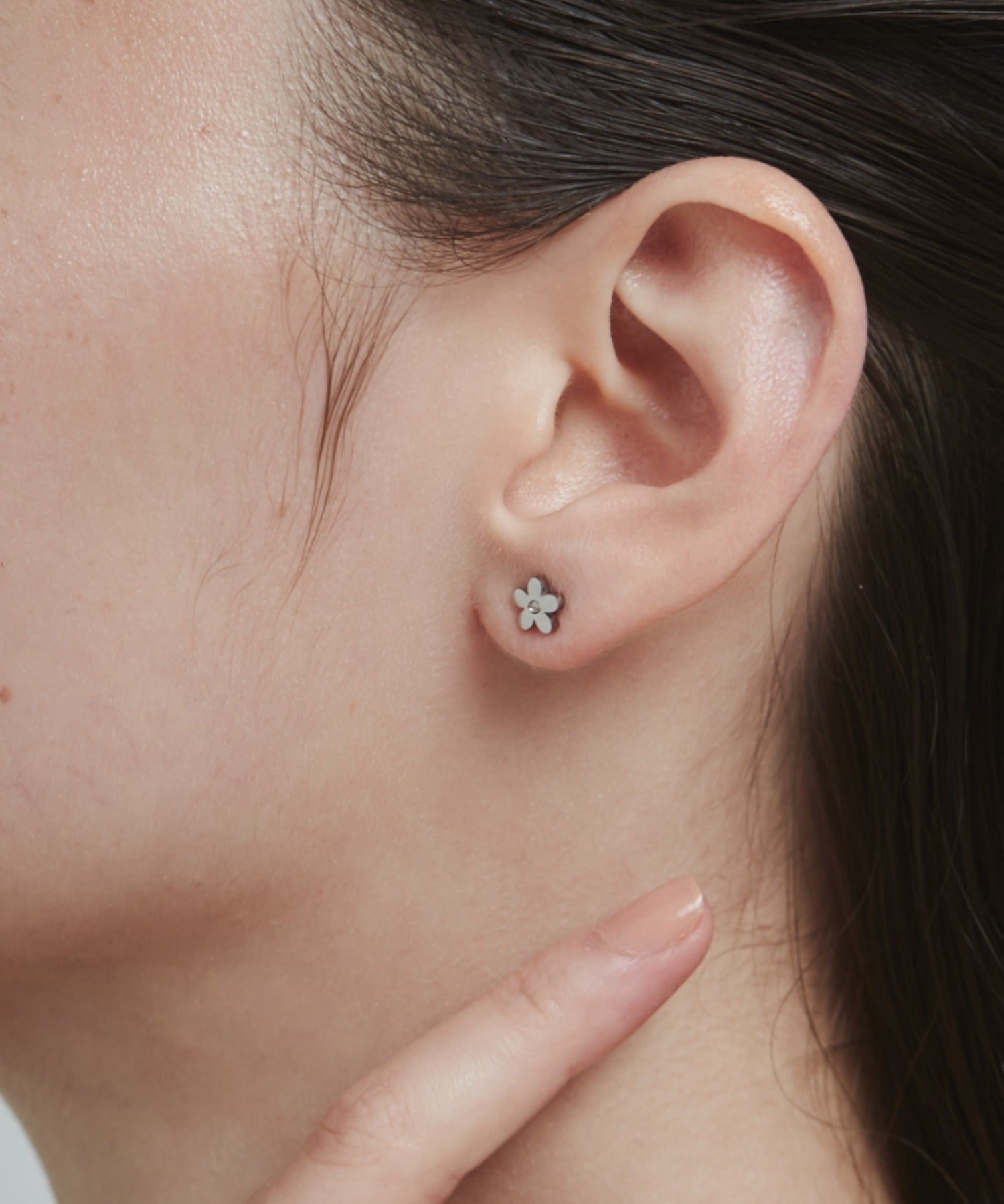 ciite' シーテ ピアス(両耳用) 【 金属アレルギー対応 】 フラワービジューピアス サージカルステンレス (両耳用) シルバー FREE