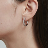 ciite' シーテ ピアス(両耳用) 【 金属アレルギー対応 】 ツインビジュー フープピアス サージカルステンレス (両耳用) シルバー FREE