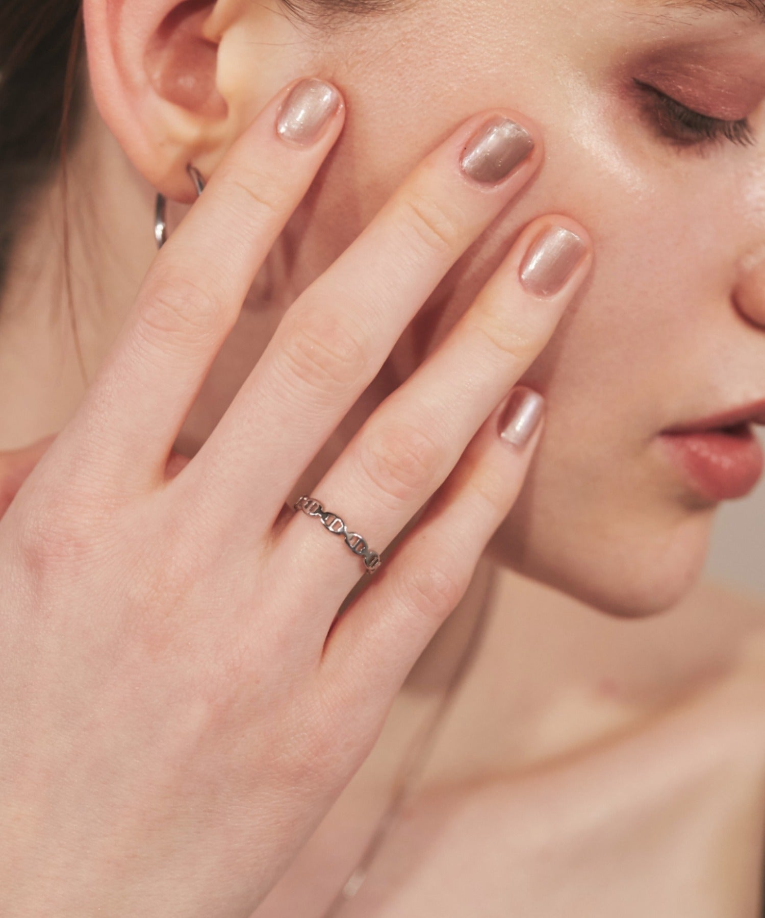 ciite' シーテ リング 【 金属アレルギー対応 】 チェーンモチーフリング サージカルステンレス シルバー