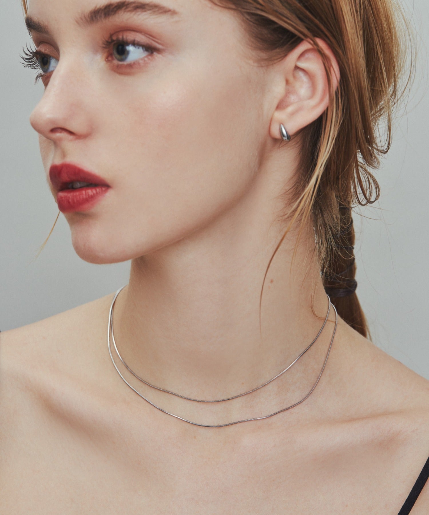 ciite' シーテ ネックレス 【 金属アレルギー対応 】 1mm スネークネックレス 2個セット サージカルステンレス 36~41cm, 39~44cm