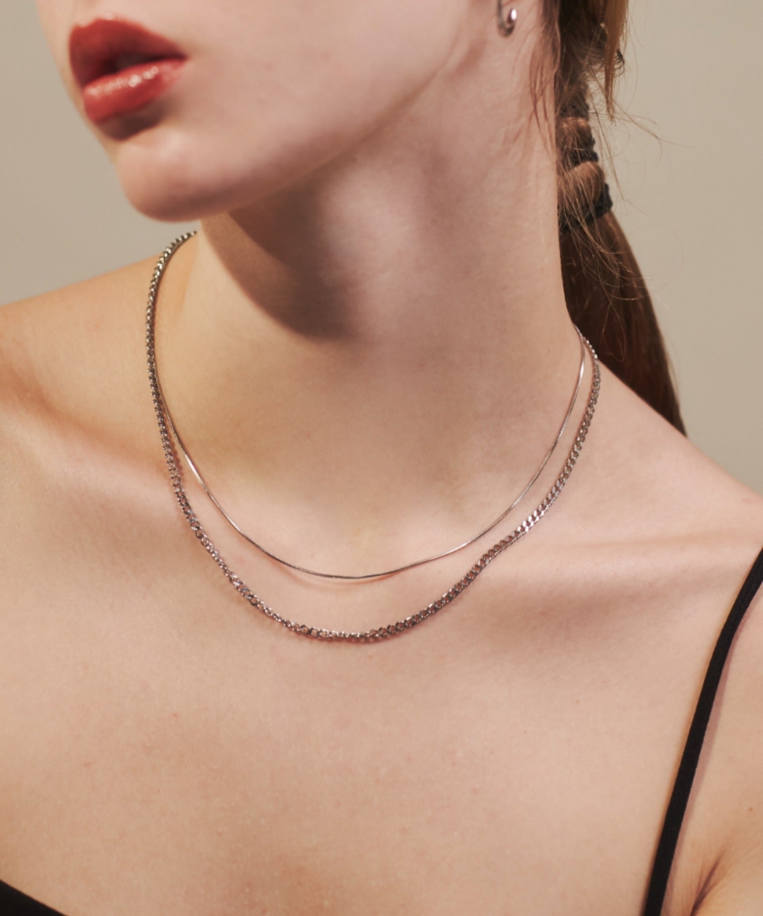 ciite' シーテ ネックレス 【 金属アレルギー対応 】 チェーンネックレス 2セット サージカルステンレス (38~43cm, 40~45cm) シルバー FREE