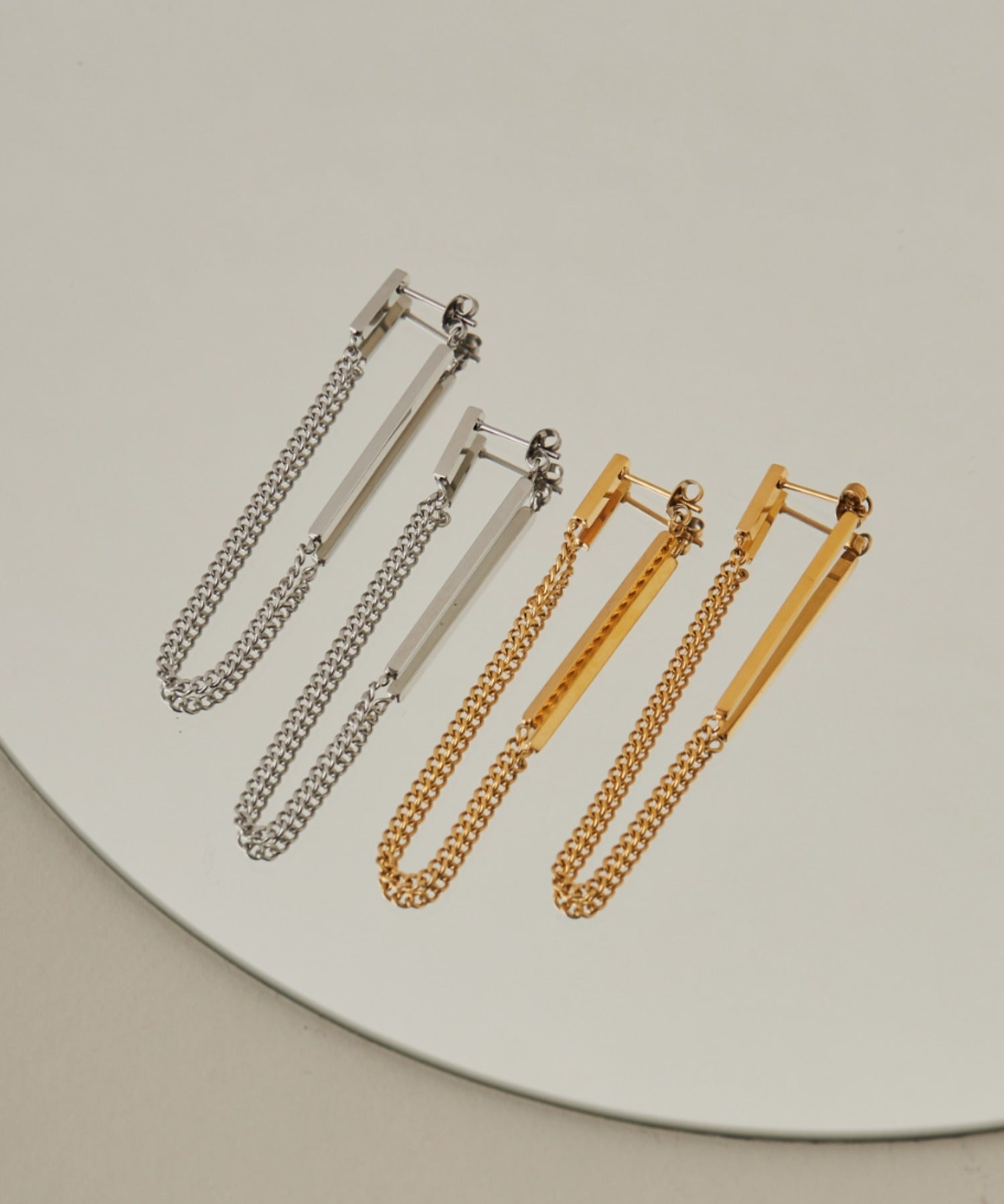 ciite' シーテ ピアス(両耳用) 【 金属アレルギー対応 】 チェーンフープピアス サージカルステンレス (両耳用)