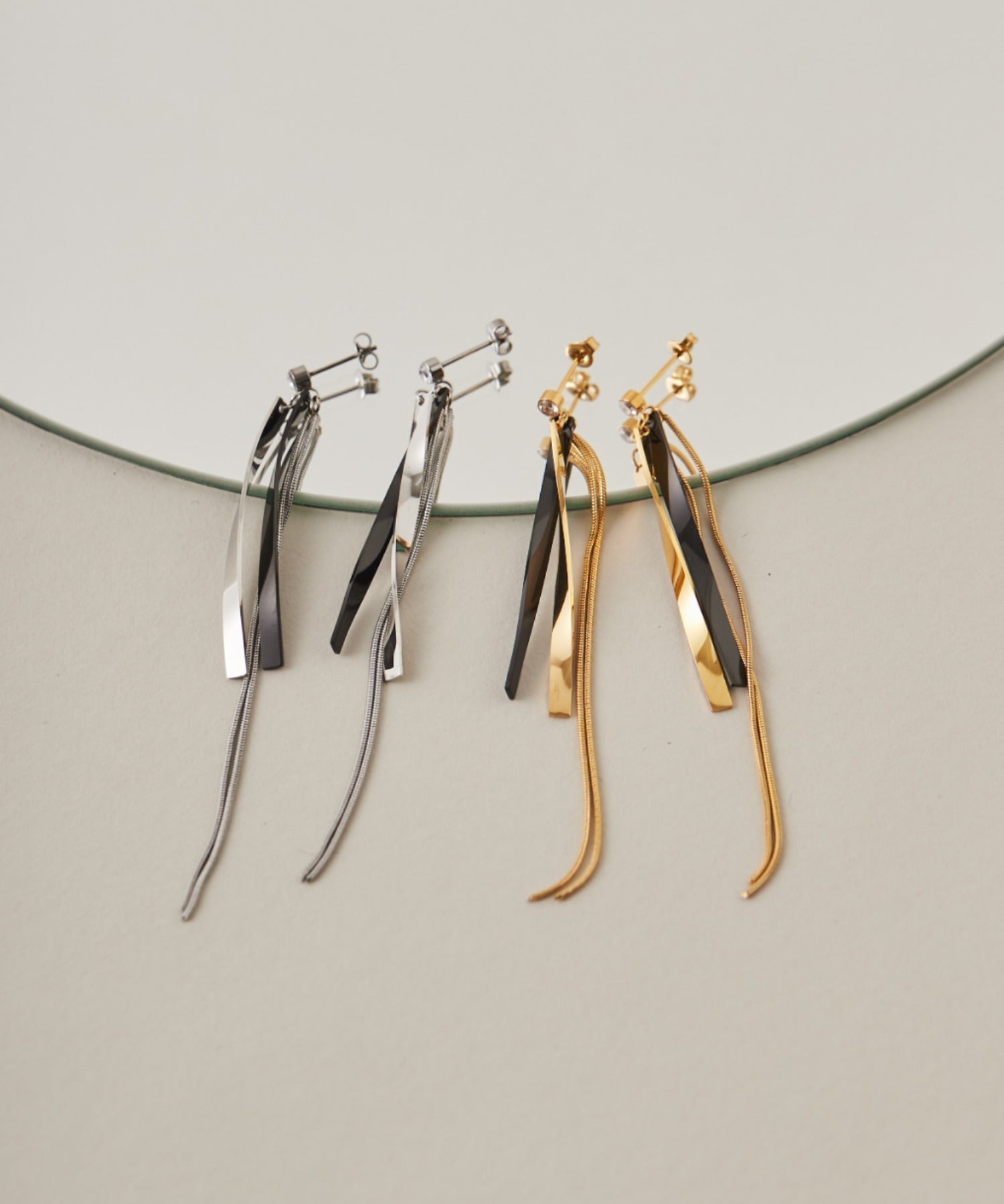 ciite' シーテ ピアス（両耳用） 【 金属アレルギー対応 】 ニュアンスロングピアス サージカルステンレス (両耳用)