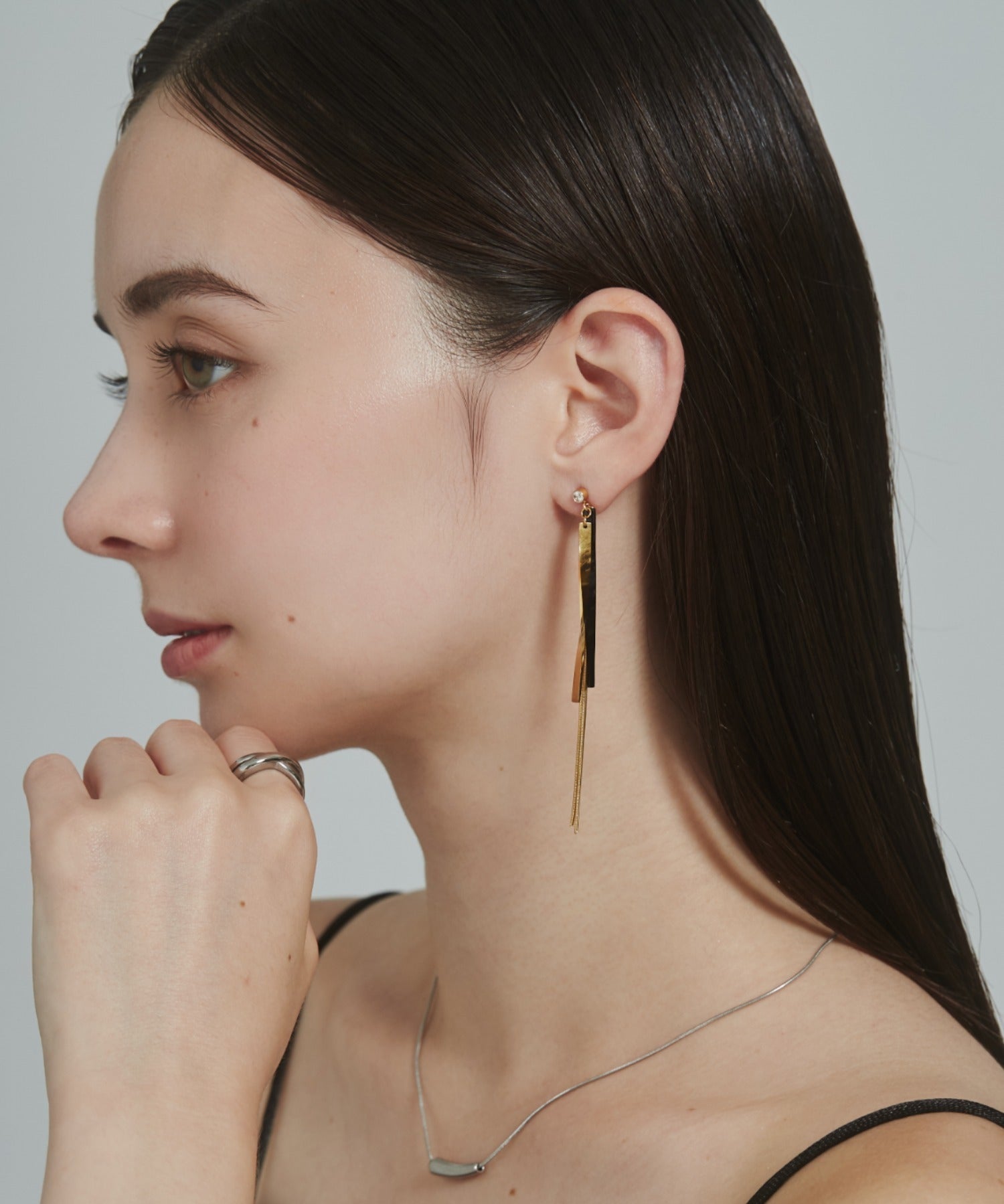 ciite' シーテ ピアス（両耳用） 【 金属アレルギー対応 】 ニュアンスロングピアス サージカルステンレス (両耳用)