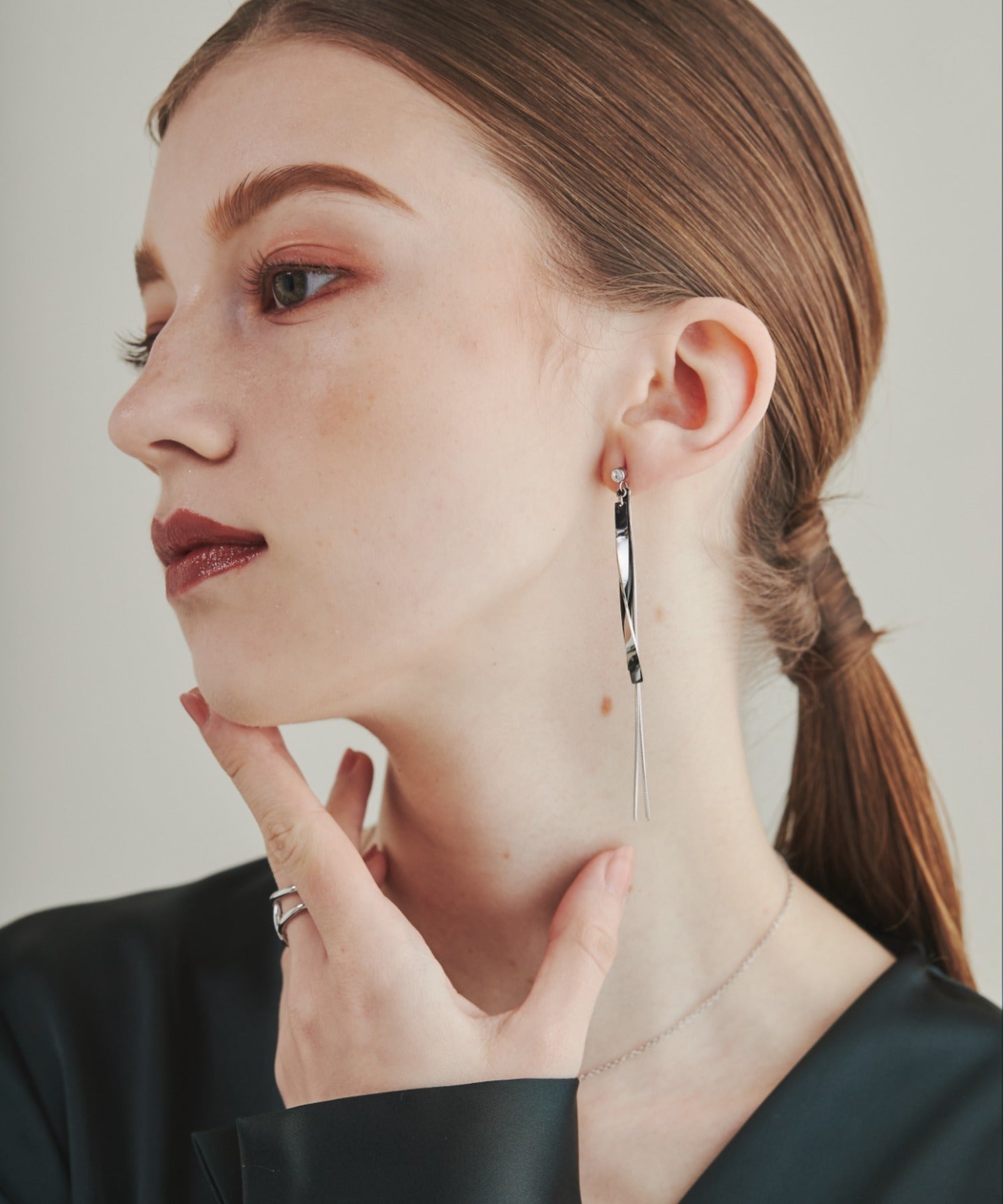 ciite' シーテ ピアス（両耳用） 【 金属アレルギー対応 】 ニュアンスロングピアス サージカルステンレス (両耳用)