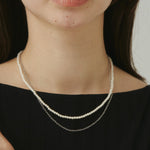 ciite' シーテ ネックレス 【 金属アレルギー対応 】 パール & シンプルチェーンネックレス 2セット サージカルステンレス