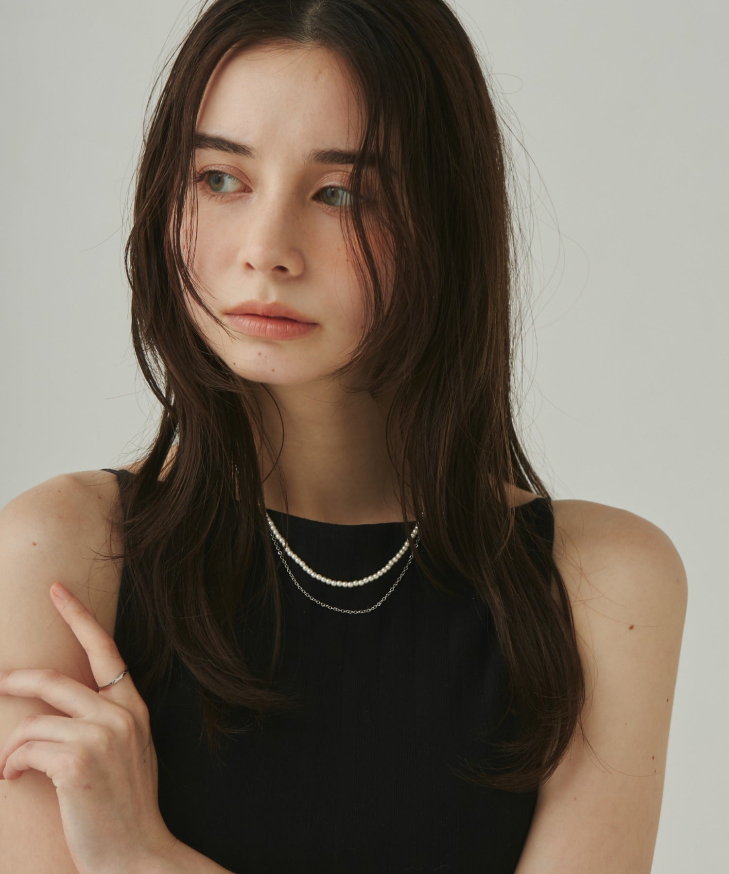 ciite' シーテ ネックレス 【 金属アレルギー対応 】 パール & シンプルチェーンネックレス 2セット サージカルステンレス