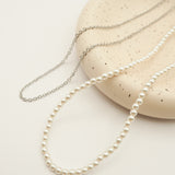 ciite' シーテ ネックレス 【 金属アレルギー対応 】 パール & シンプルチェーンネックレス 2セット サージカルステンレス