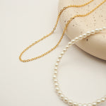 ciite' シーテ ネックレス 【 金属アレルギー対応 】 パール & シンプルチェーンネックレス 2セット サージカルステンレス