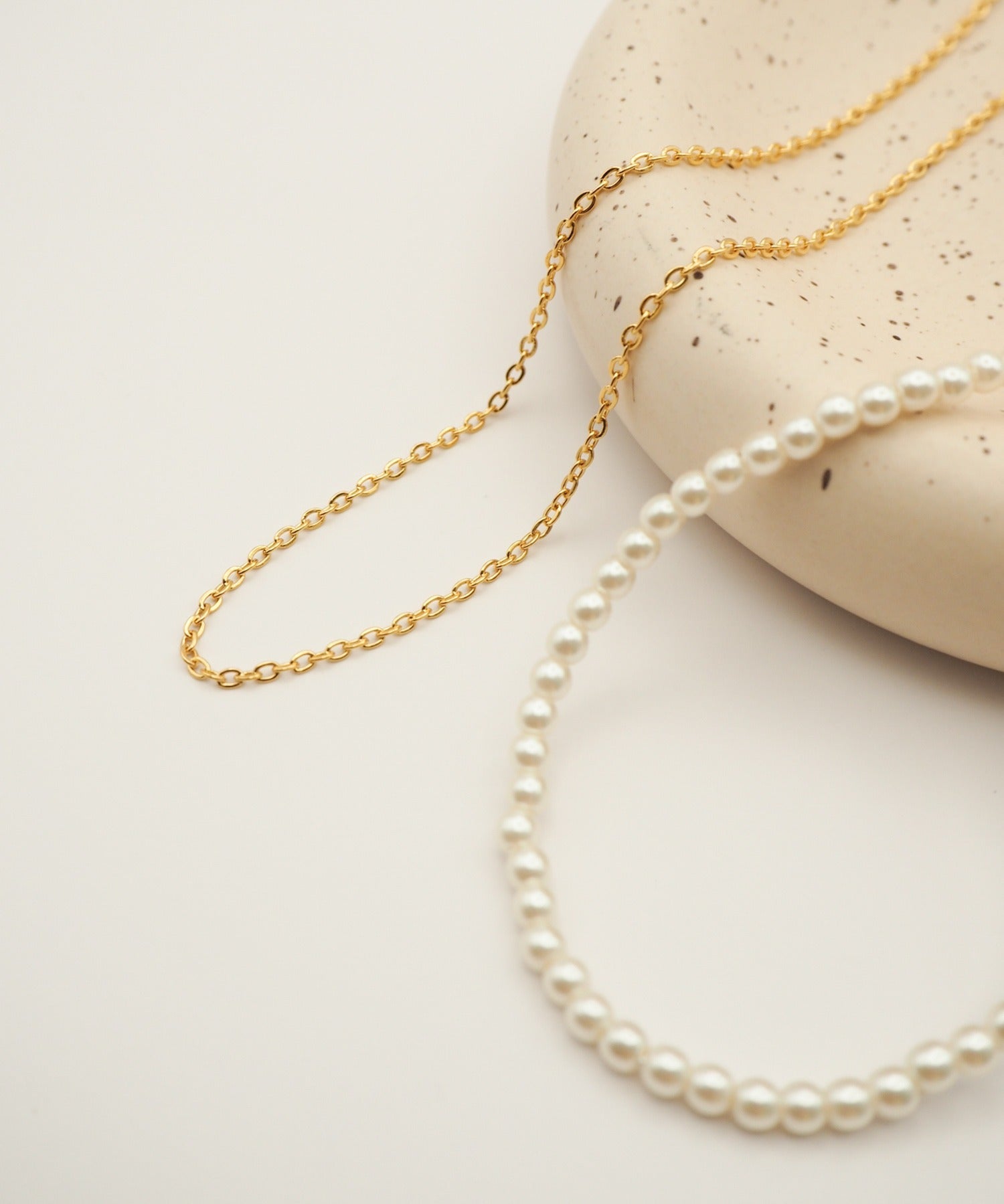 ciite' シーテ ネックレス 【 金属アレルギー対応 】 パール & シンプルチェーンネックレス 2セット サージカルステンレス