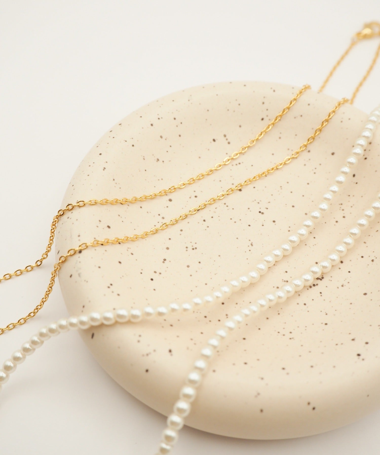 ciite' シーテ ネックレス 【 金属アレルギー対応 】 パール & シンプルチェーンネックレス 2セット サージカルステンレス