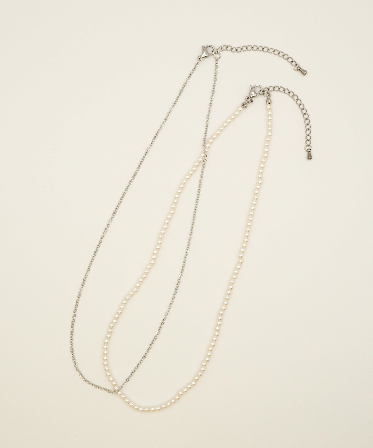 ciite' シーテ ネックレス 【 金属アレルギー対応 】 パール & シンプルチェーンネックレス 2セット サージカルステンレス