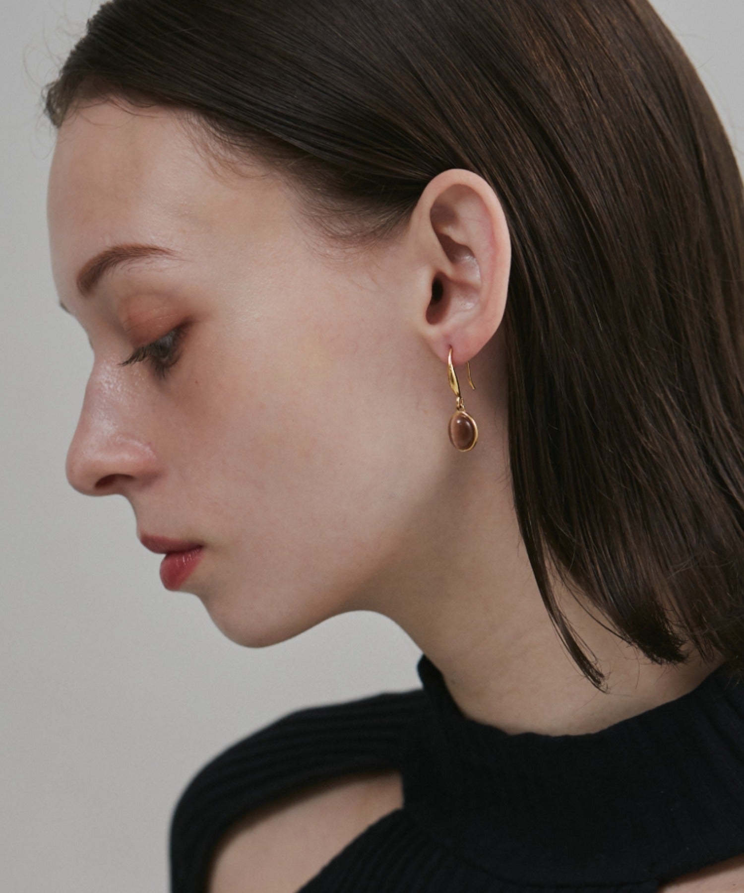 ciite' シーテ ピアス（両耳用） 【 金属アレルギー対応 】 オーバルストーン フックピアス サージカルステンレス (両耳用)