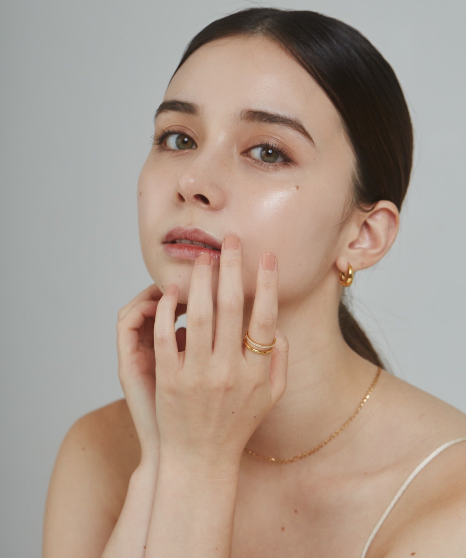 ciite' シーテ リング 【 金属アレルギー対応 】 ビジューダブルリング サージカルステンレス