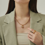 ciite' シーテ ネックレス ぷっくりメタルハート ＆ ボールチェーンネックレス