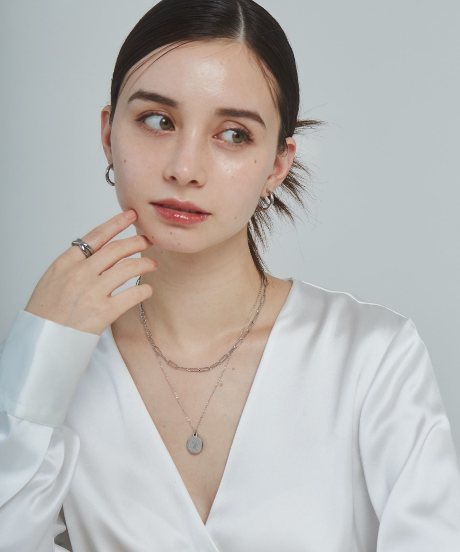 ciite' シーテ ネックレス 【 金属アレルギー対応 】 2連 エリザベス コインネックレス サージカルステンレス