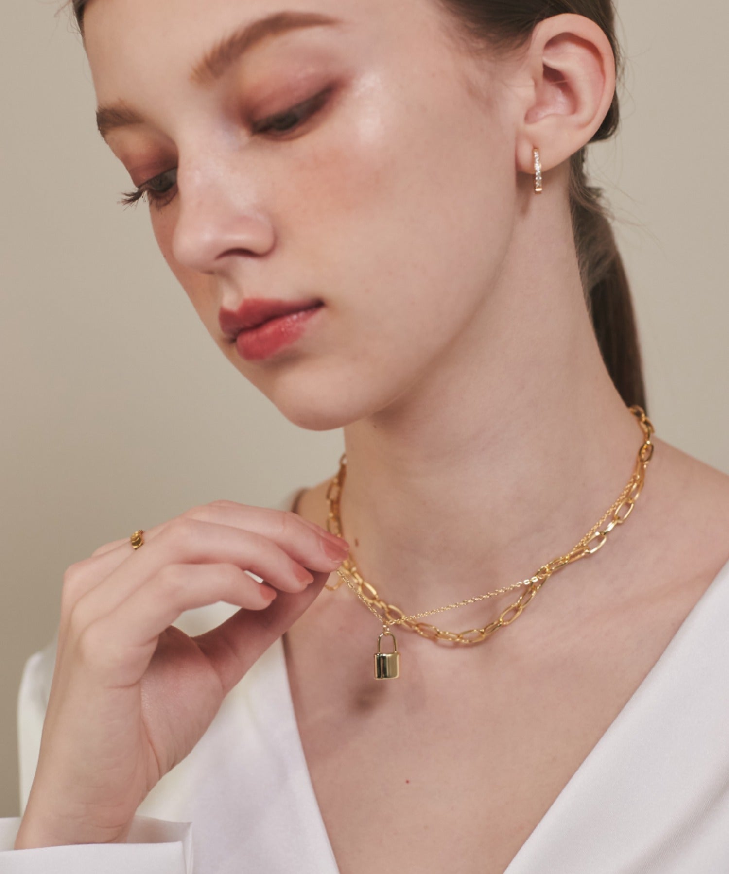 ciite' シーテ ネックレス 【 金属アレルギー対応 】 チェーン & パドロックネックレス 2セット