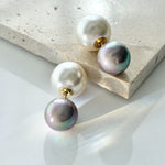 ciite' シーテ ピアス（両耳用） 2way バイカラー ダブルパールピアス