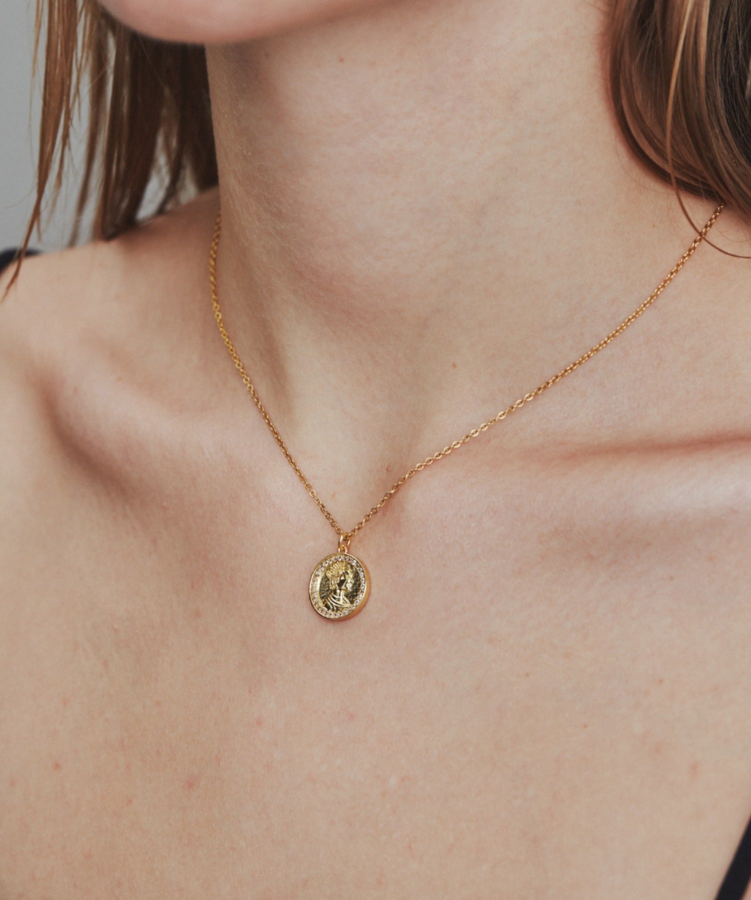 ciite' シーテ ネックレス 【 金属アレルギー対応 】 ビジューコインネックレス サージカルステンレス