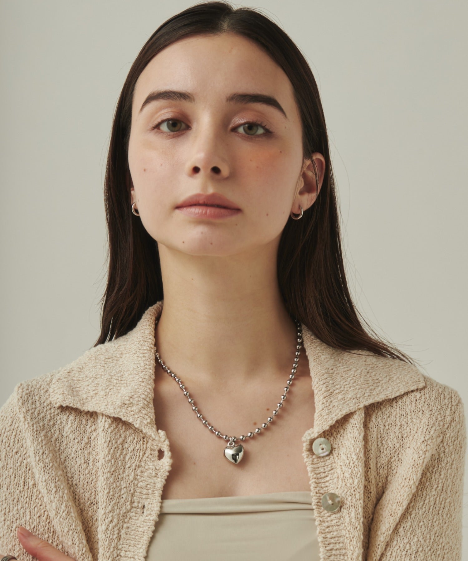 ciite' シーテ ネックレス ぷっくりメタルハート ＆ ボールチェーンネックレス