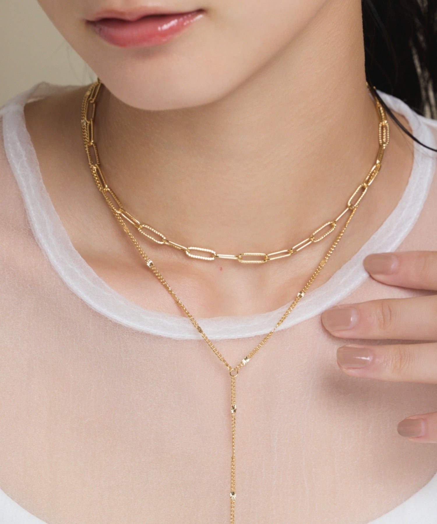 ciite' シーテ ネックレス 【 金属アレルギー対応 】 2連ロングネックレス サージカルステンレス