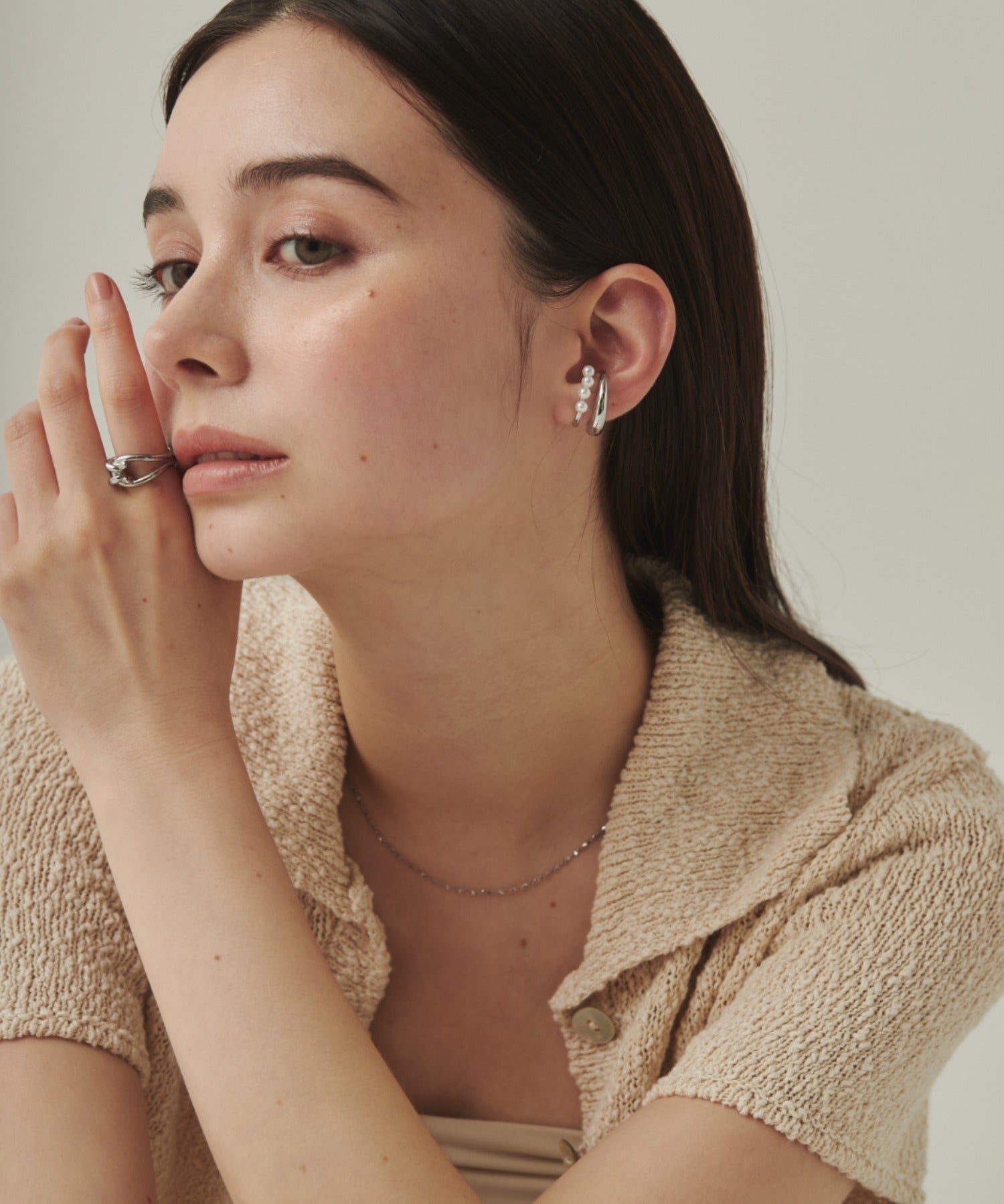 ciite' シーテ イヤーカフ 【 金属アレルギー対応 】ミニパールイヤーカフ サージカルステンレス