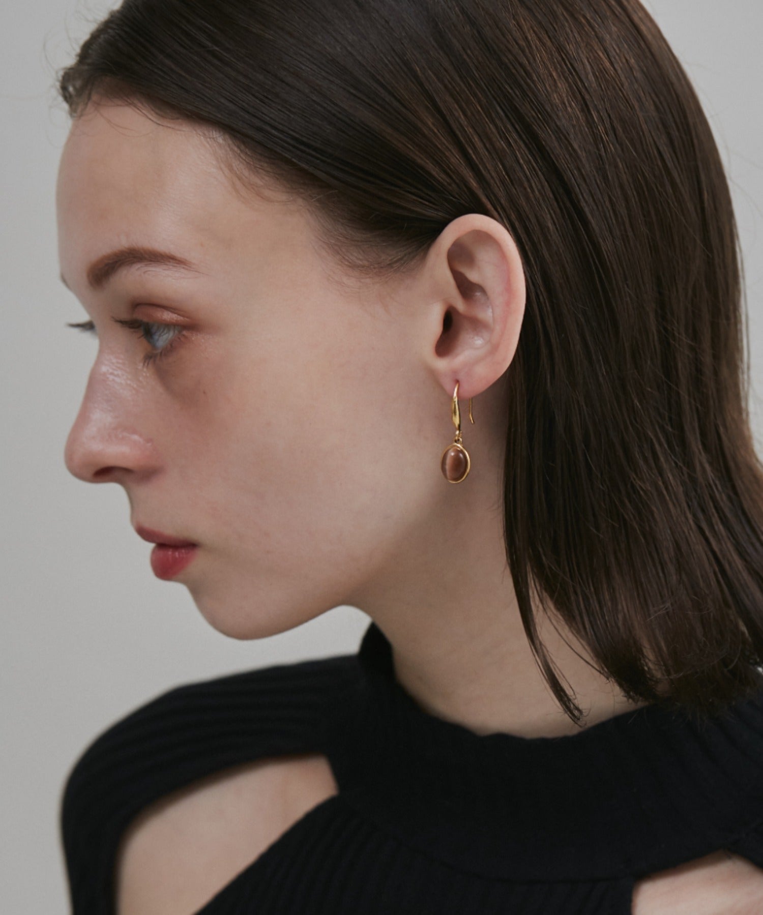 ciite' シーテ ピアス（両耳用） 【 金属アレルギー対応 】 オーバルストーン フックピアス サージカルステンレス (両耳用)