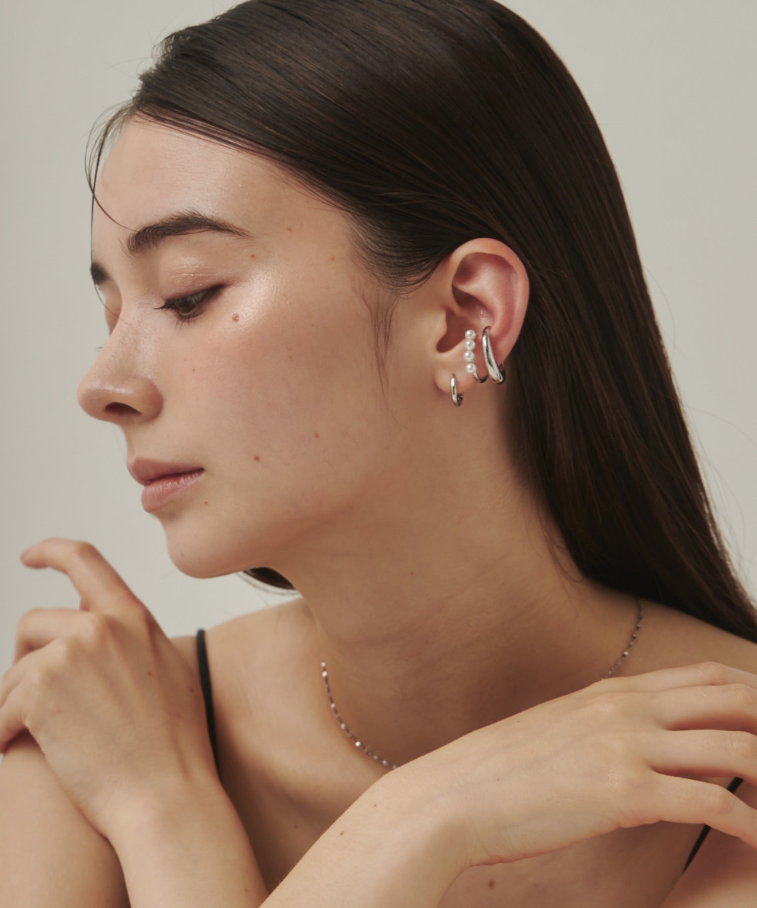 ciite' シーテ イヤーカフ 【 金属アレルギー対応 】ミニパールイヤーカフ サージカルステンレス