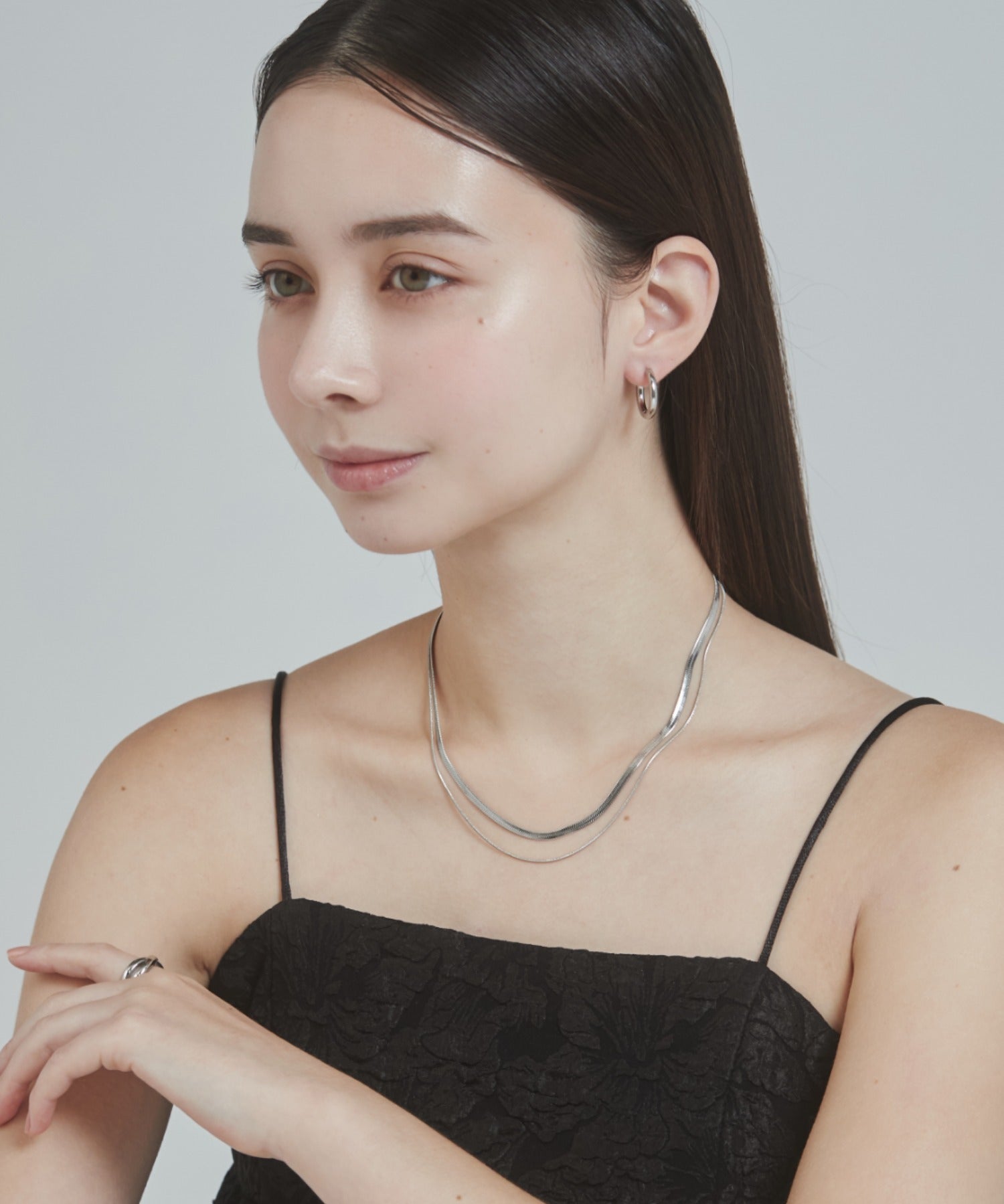 ciite' シーテ ネックレス 【 金属アレルギー対応 】 2連スネークチェーンネックレス サージカルステンレス