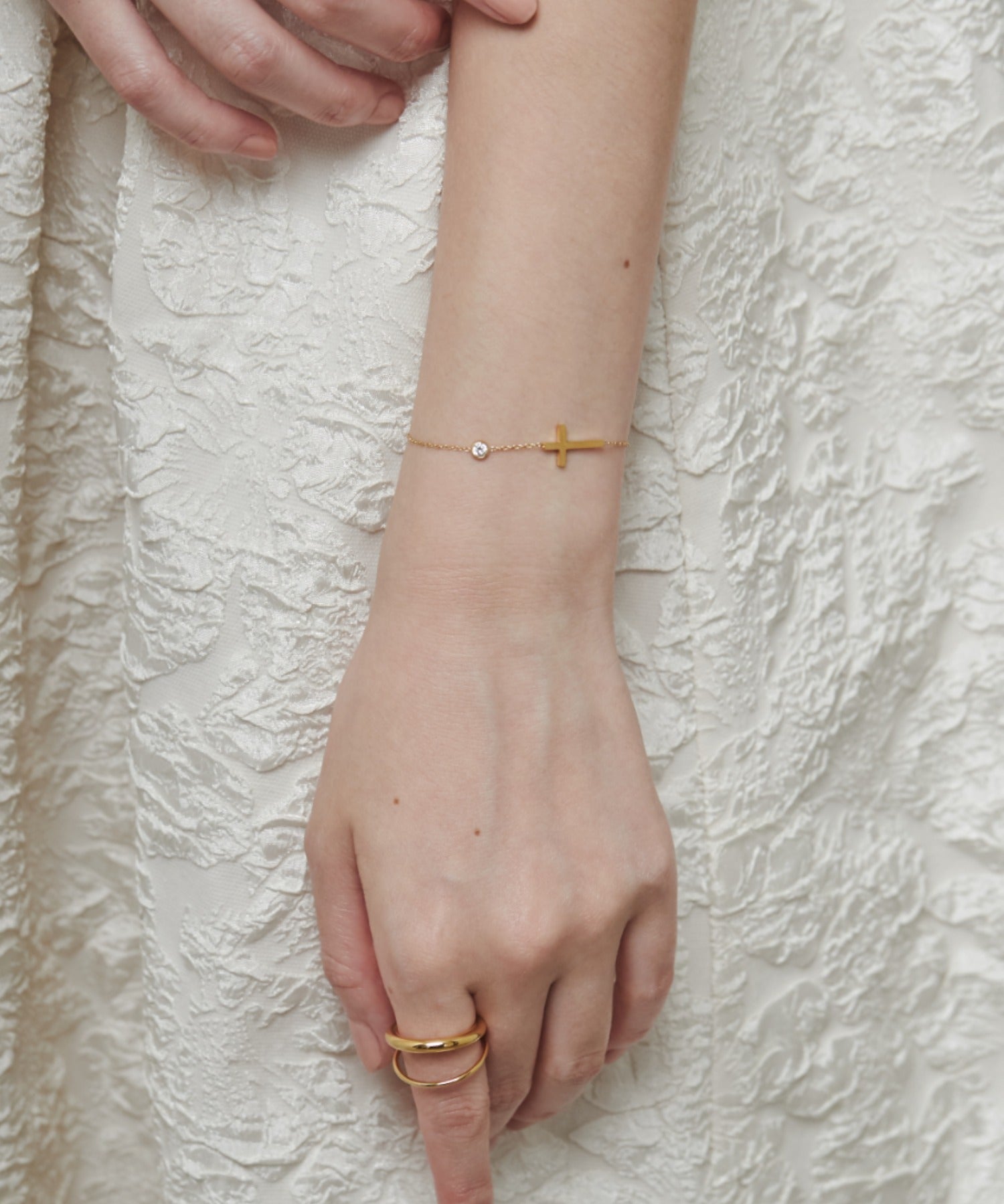 ciite' シーテ ブレスレット 【 金属アレルギー対応 】 クロスビジューブレスレット サージカルステンレス