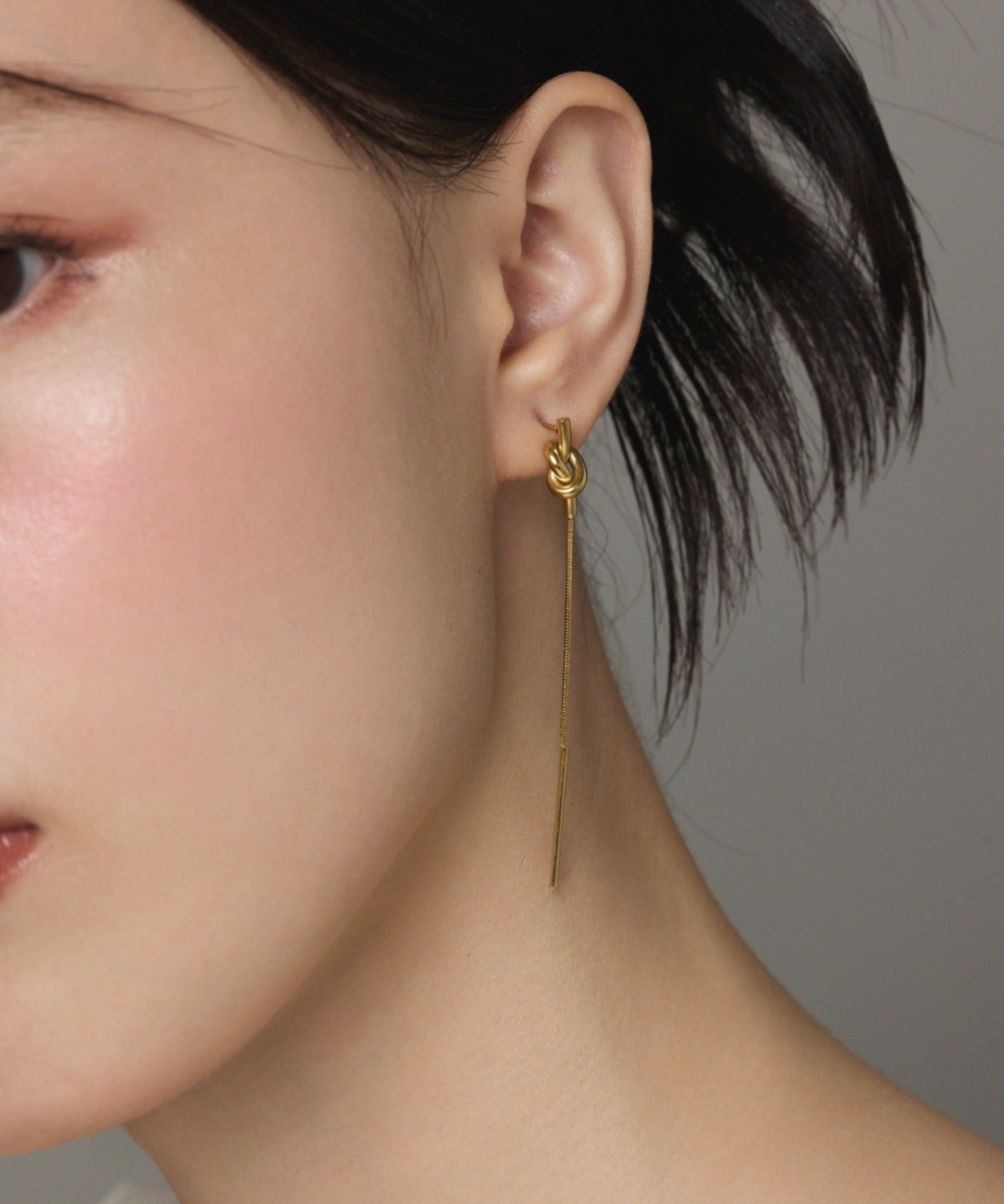 ciite' シーテ ピアス（両耳用） 【 金属アレルギー対応 】 ノットチェーンピアス サージカルステンレス (両耳用)