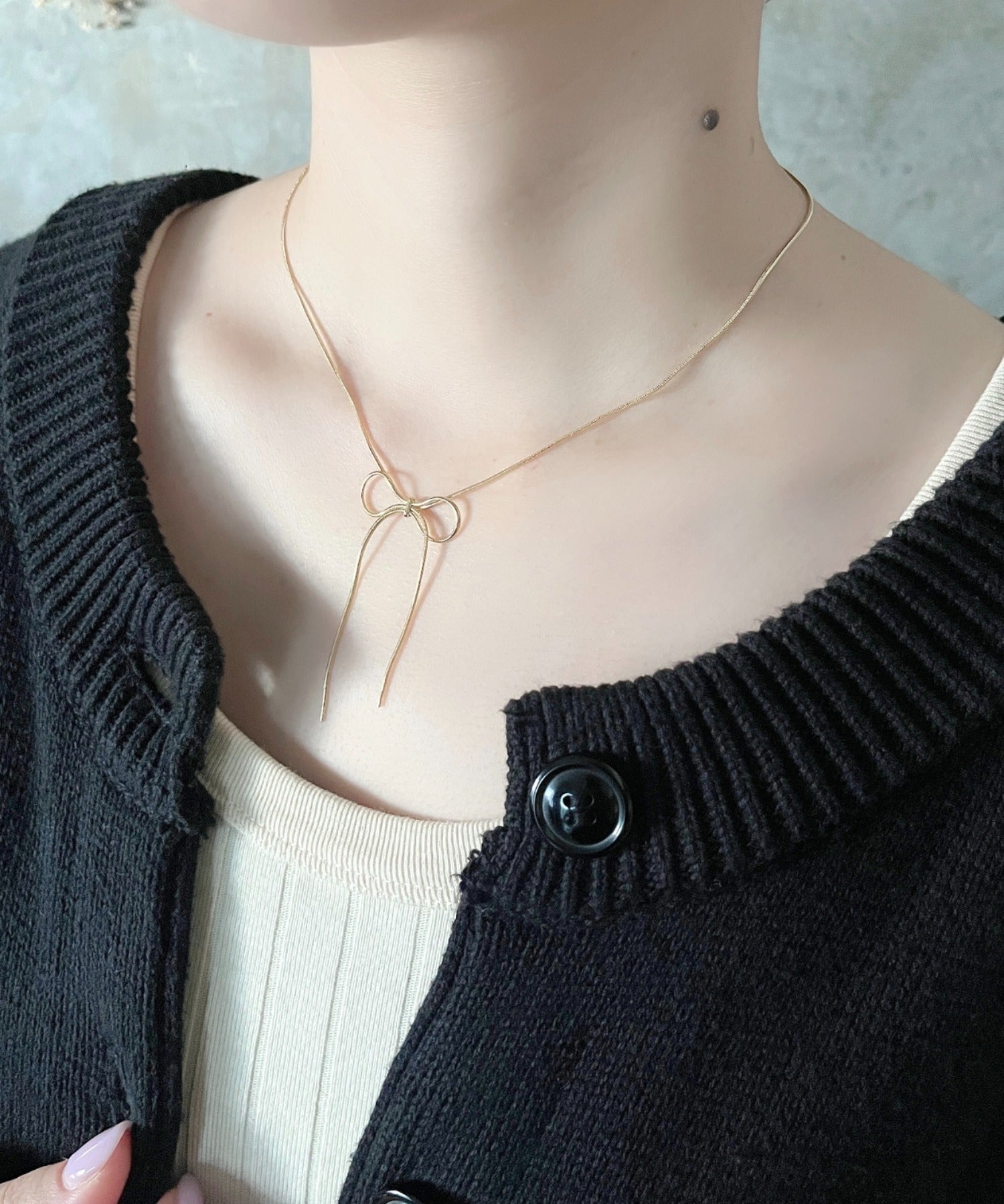 ciite' シーテ ネックレス 【 金属アレルギー対応 】 simple ribbon necklace / シンプル リボン ネックレス サージカルステンレス