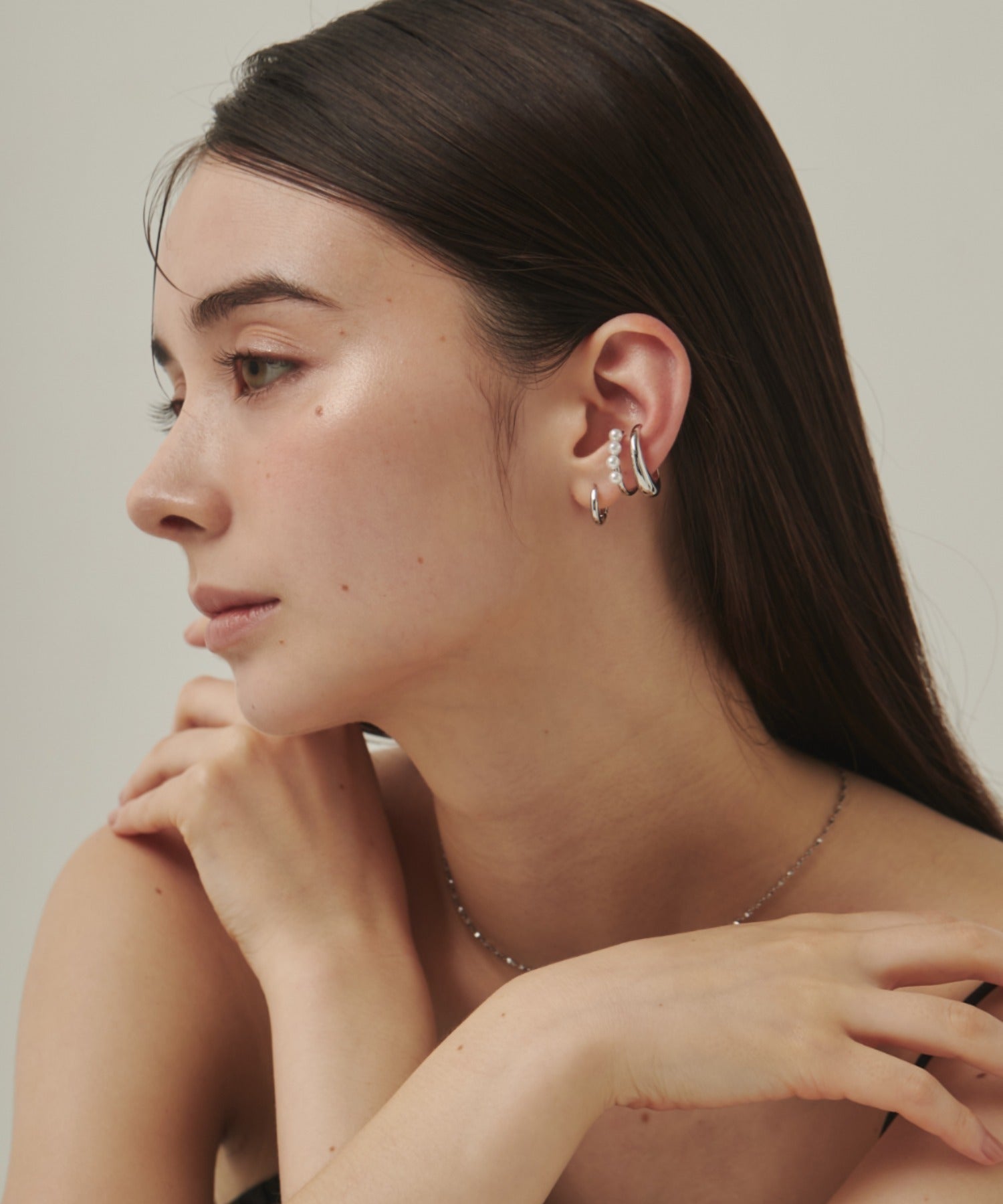 ciite' シーテ イヤーカフ 【 金属アレルギー対応 】ミニパールイヤーカフ サージカルステンレス