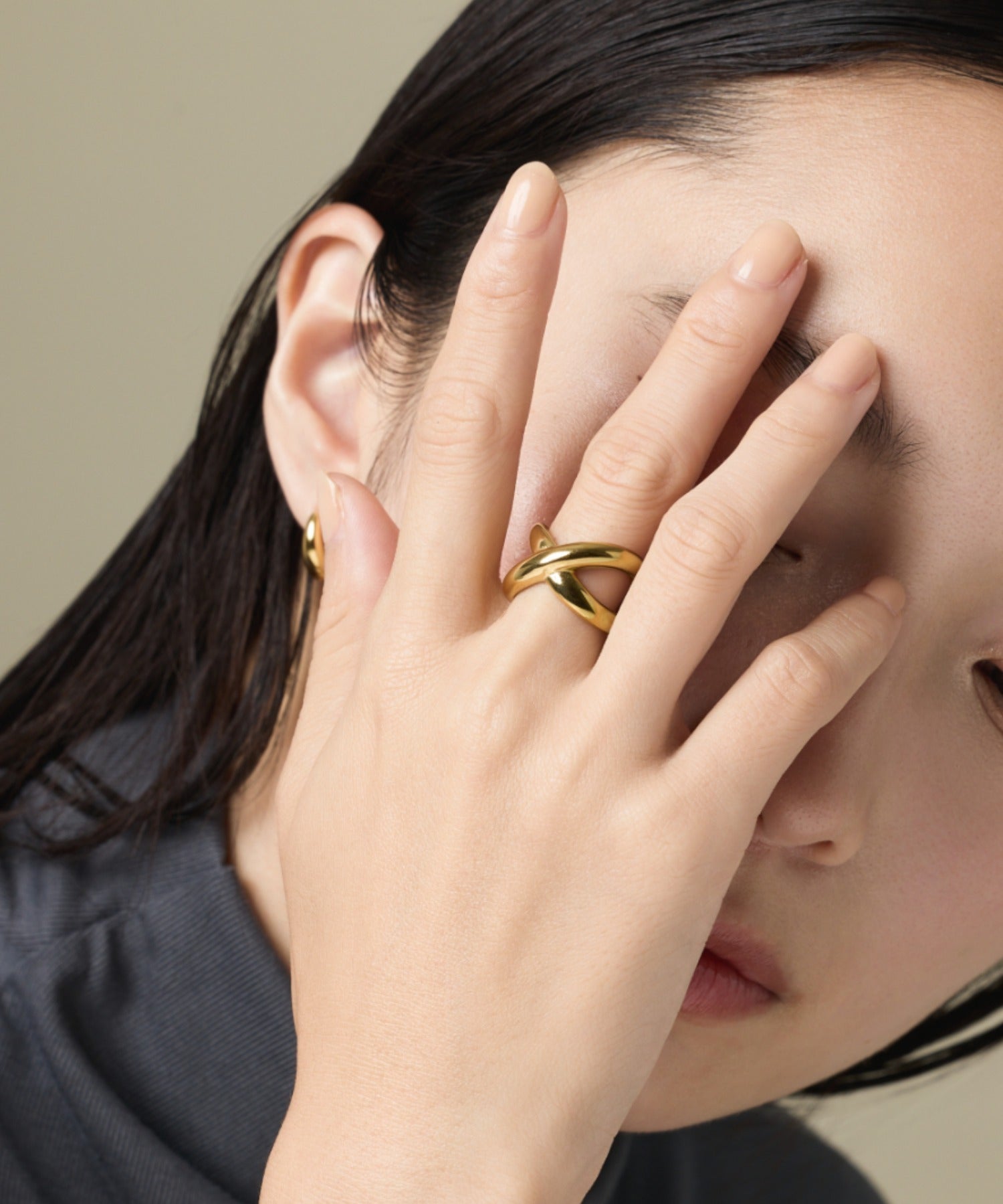 ciite' シーテ リング 【 金属アレルギー対応 】 ビッグクロスリング サージカルステンレス