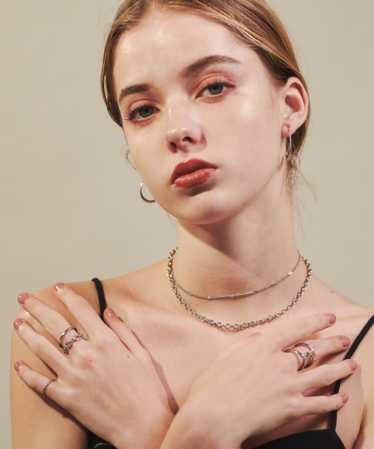 ciite' シーテ ネックレス 【 金属アレルギー対応 】 2連チェーンネックレス サージカルステンレス