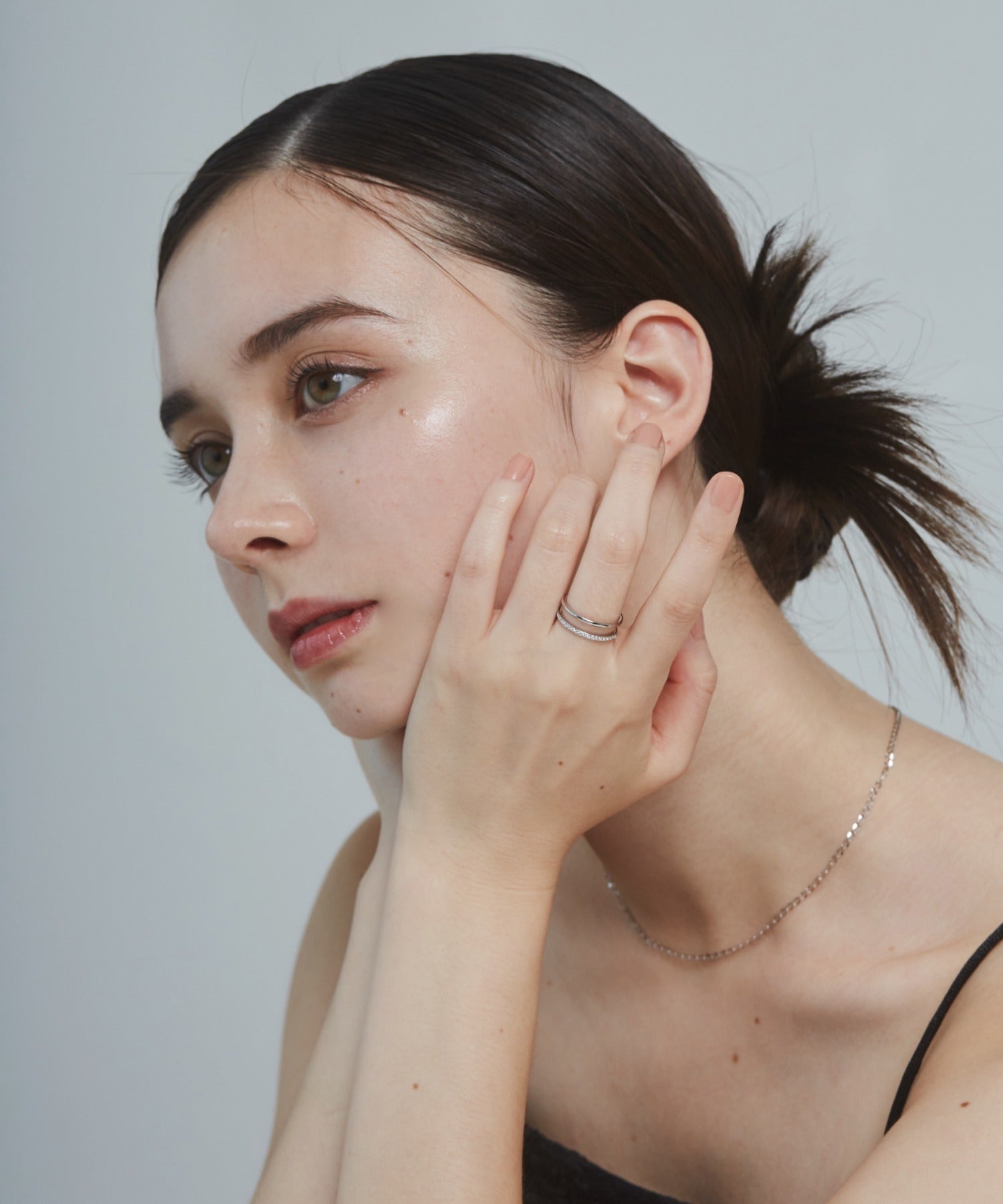 ciite' シーテ リング 【 金属アレルギー対応 】 ビジューダブルリング サージカルステンレス