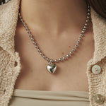 ciite' シーテ ネックレス ぷっくりメタルハート ＆ ボールチェーンネックレス